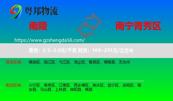 南陵县到青秀区物流专线