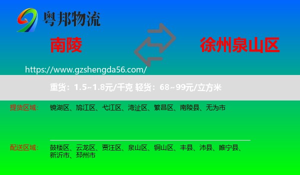 南陵县到泉山区物流专线