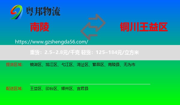 南陵县到王益区物流专线