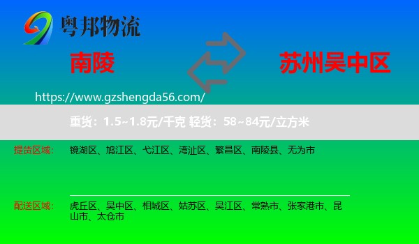 南陵县到吴中区物流专线