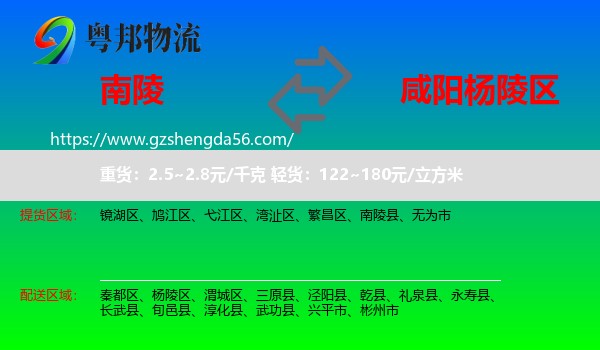 南陵县到杨陵区物流专线