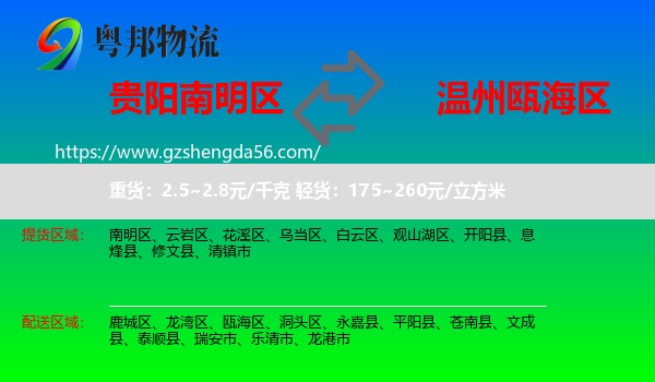 南明区到瓯海区物流专线
