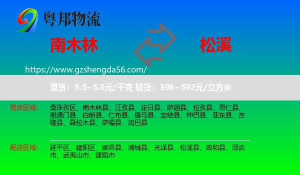 南木林县到松溪县物流专线