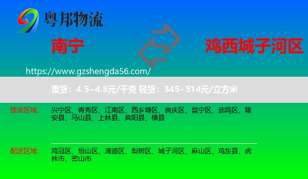 南宁到城子河区物流专线