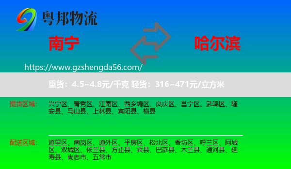 南宁到哈尔滨专线