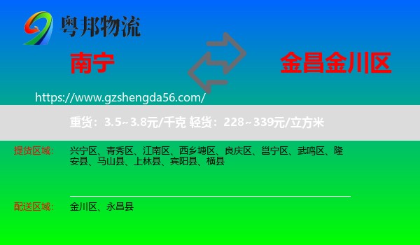 南宁到金川区物流专线