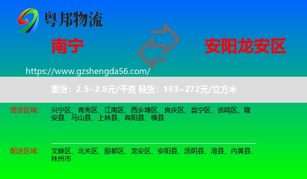 南宁到龙安区物流专线