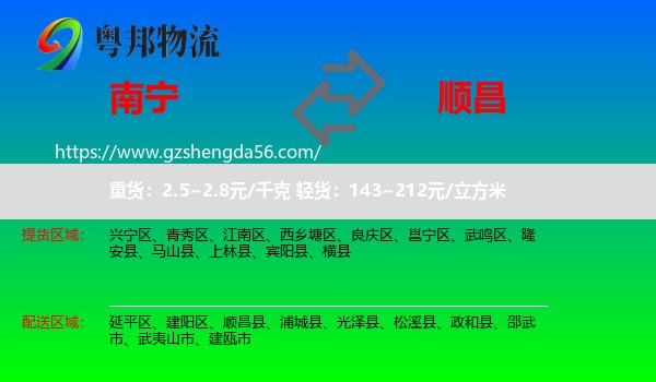 南宁到顺昌县物流专线