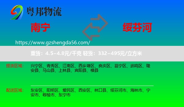 南宁到绥芬河市物流专线
