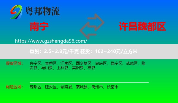 南宁到魏都区物流专线