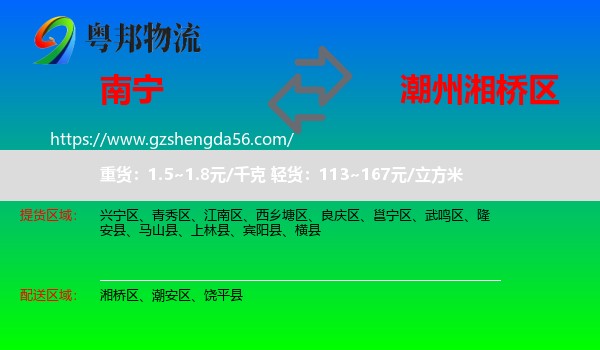 南宁到湘桥区物流专线