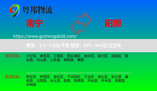 南宁到阳原县物流专线