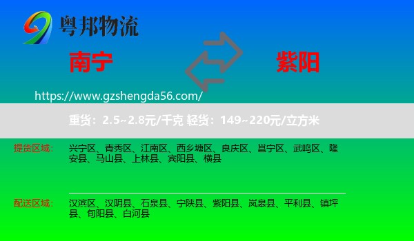 南宁到紫阳县物流专线