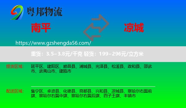南平到凉城县物流专线