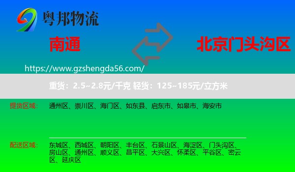 南通到门头沟区物流专线