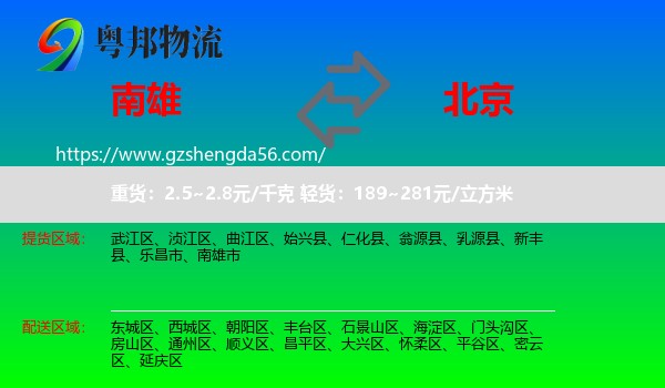 南雄市到北京专线