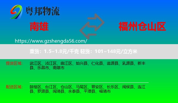 南雄市到仓山区物流专线