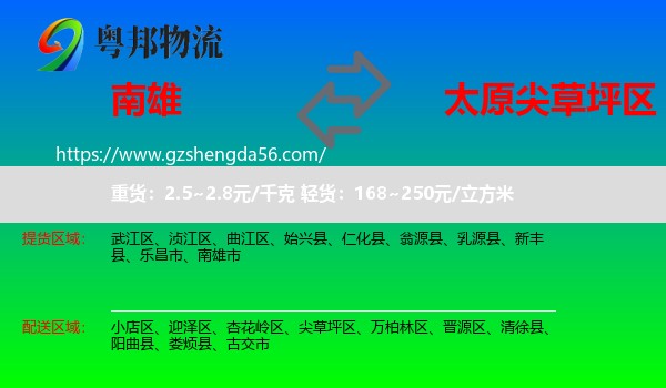 南雄市到尖草坪区物流专线