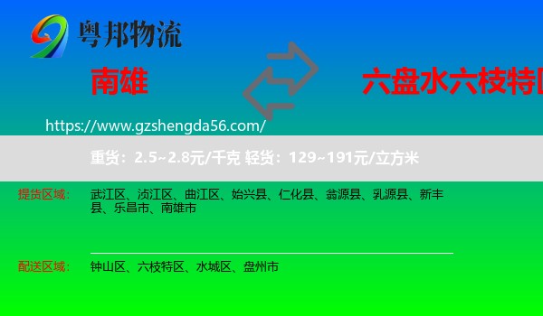 南雄市到六枝特区物流专线