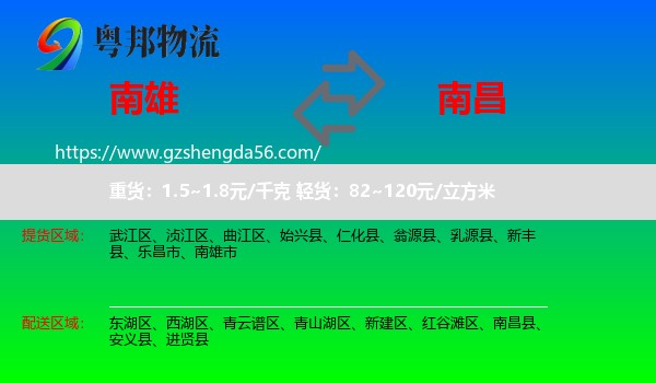 南雄市到南昌专线