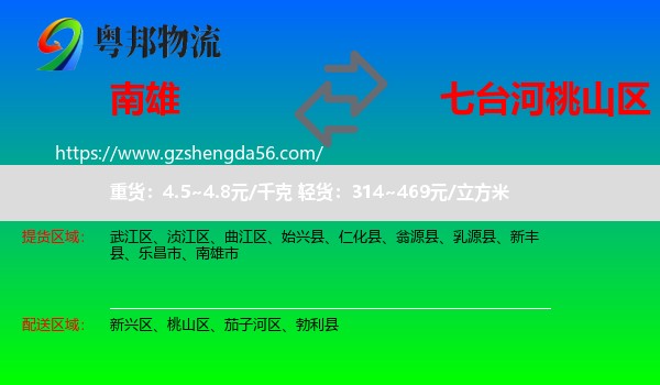 南雄市到桃山区物流专线