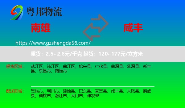 南雄市到咸丰县物流专线