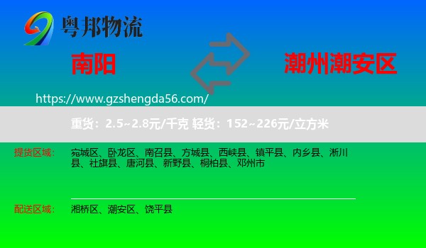 南阳到潮安区物流专线