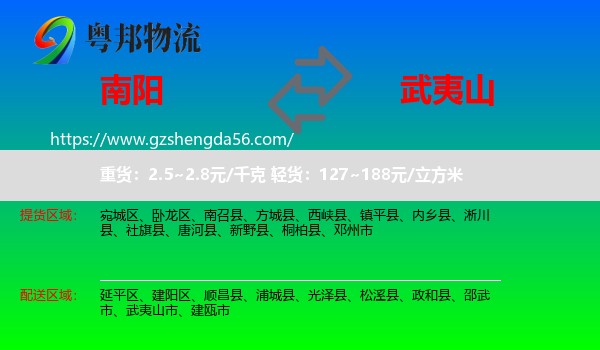南阳到武夷山市物流专线