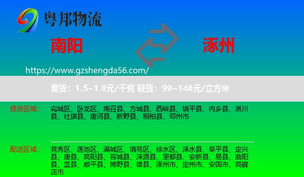 南阳到涿州市物流专线