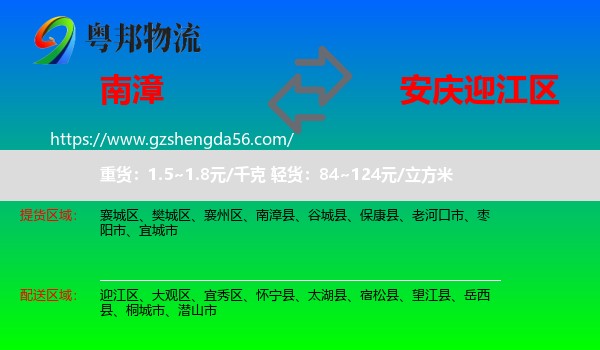 南漳县到迎江区物流专线