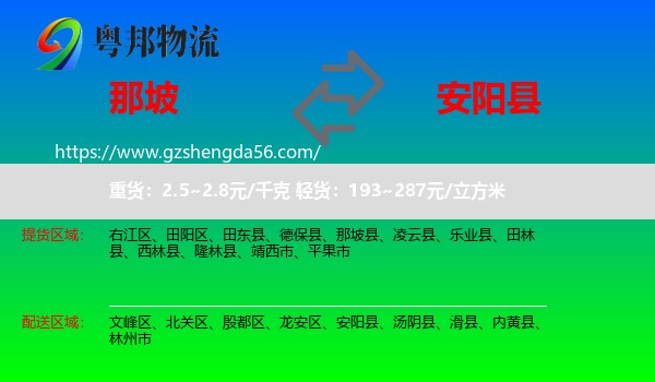 那坡县到安阳县物流专线