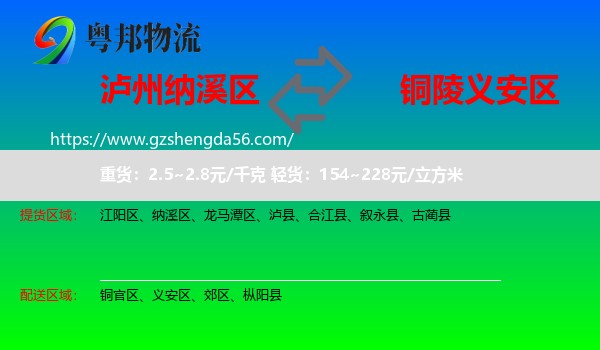 纳溪区到义安区物流专线