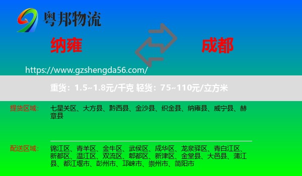 纳雍县到成都专线