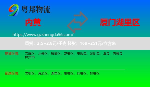 内黄县到湖里区物流专线