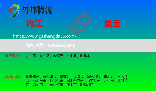 内江到昆玉市物流专线