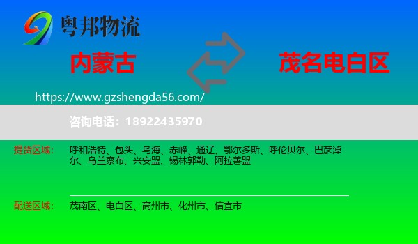 内蒙古到电白区物流专线