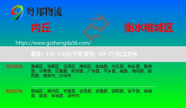 内丘县到桃城区物流专线