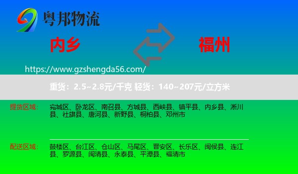 内乡县到福州专线