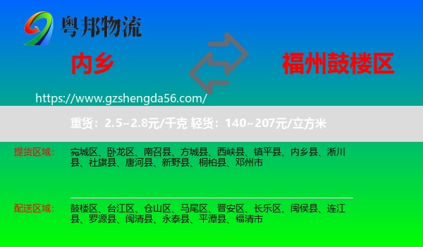 内乡县到鼓楼区物流专线
