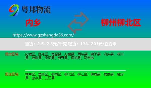 内乡县到柳北区物流专线