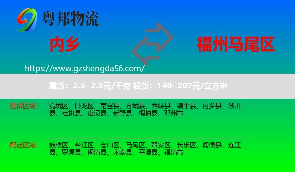 内乡县到马尾区物流专线