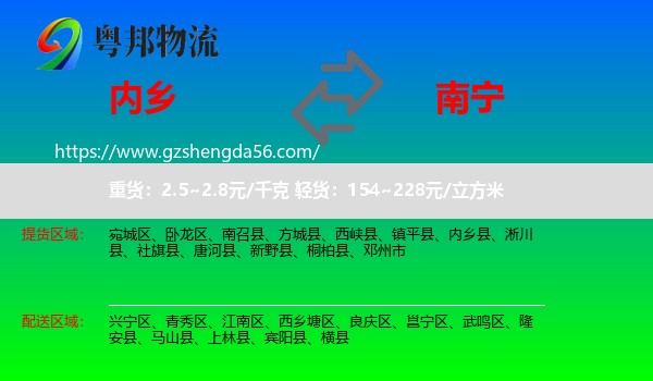 内乡县到南宁专线