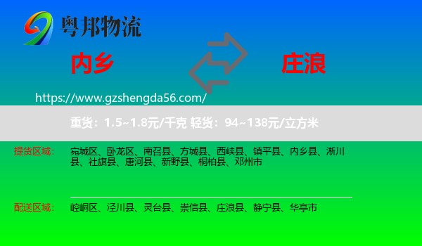 内乡县到庄浪县物流专线