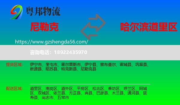 尼勒克县到道里区物流专线