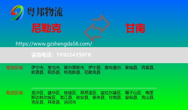 尼勒克县到甘南县物流专线