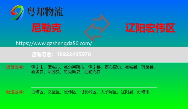 尼勒克县到宏伟区物流专线