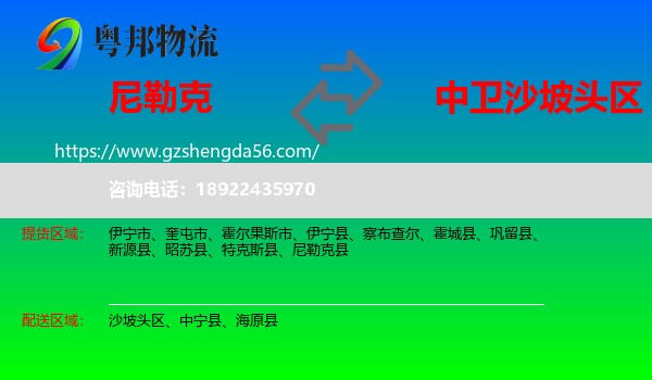 尼勒克县到沙坡头区物流专线