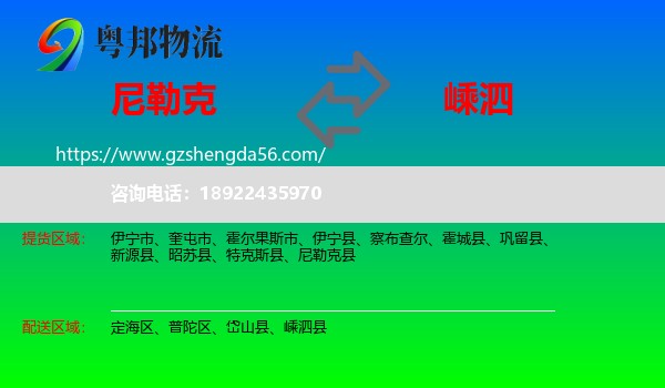 尼勒克县到嵊泗县物流专线