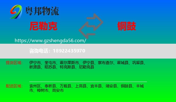 尼勒克县到铜鼓县物流专线