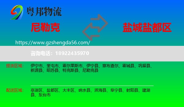 尼勒克县到盐都区物流专线